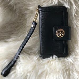 Tory Burch Black Leather iPhone 5 Wristlet Wallet